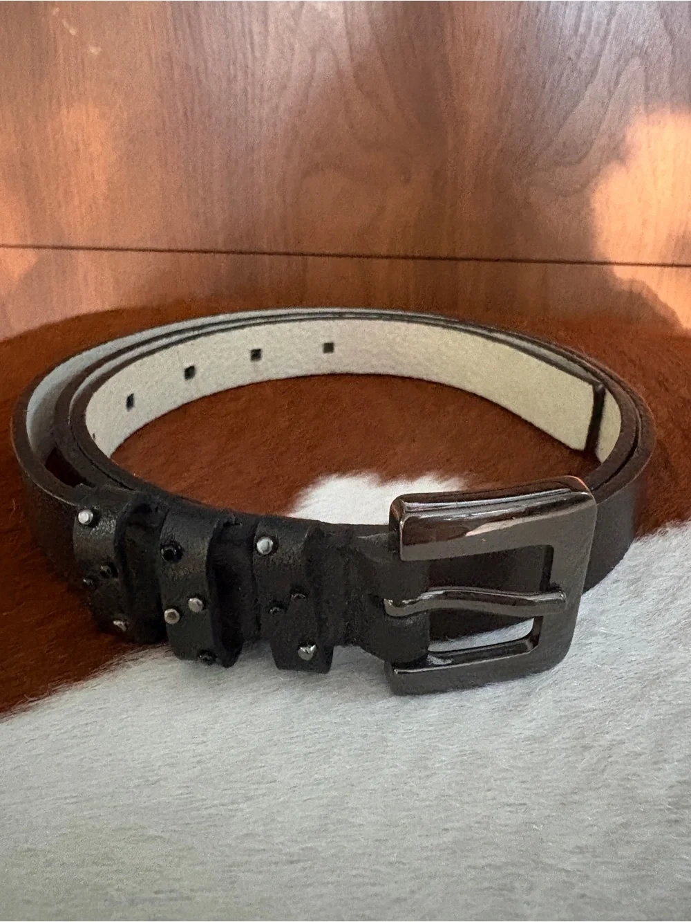 Black leather Nine West belt - size XL